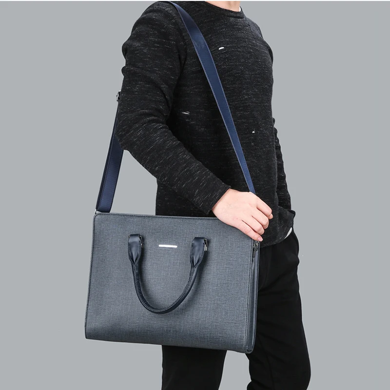 Briefcase Bag For Men Executive Designer Laptop Leather Handbag Shoulder Business Male Messenger Crossbody Square Bag Suitcase