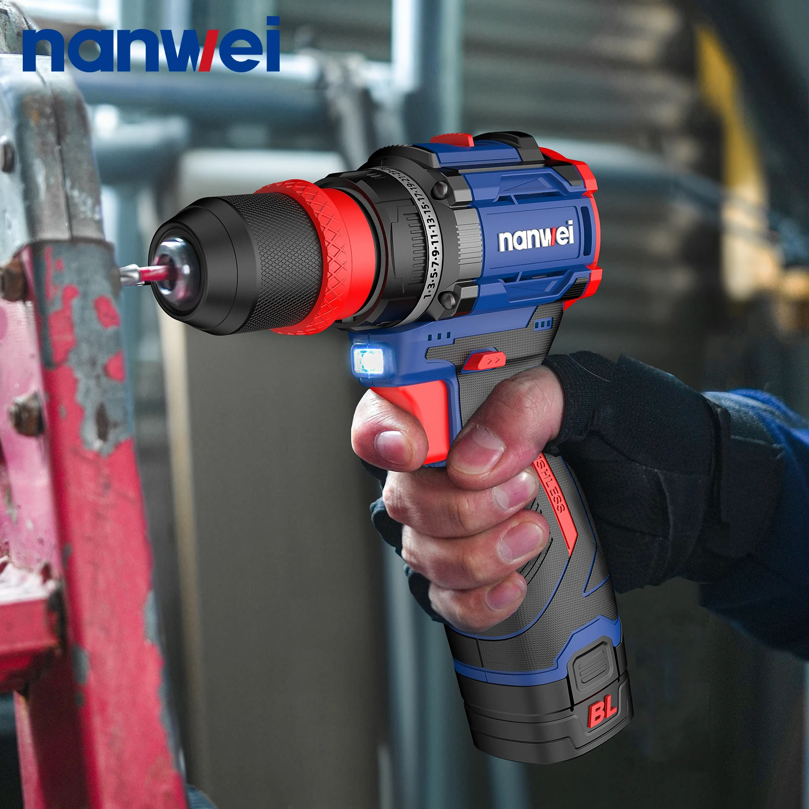 NANWEI 45NM Ricaricabile Cordless 16V Motore Brushless Trapano Multi-Bit Fai da Te Uso Domestico Trapano Multifunzione per la Decorazione Domestica