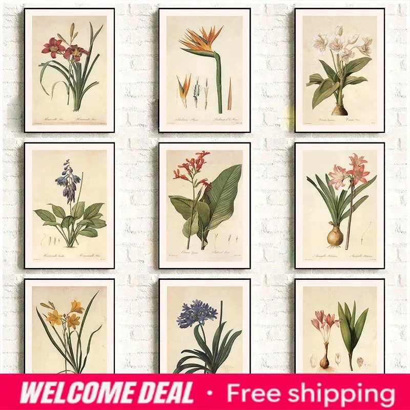 Peinture diamant sans cadre 2026, style vintage classique, illustration de plantes et fleurs, affiche murale décorative
