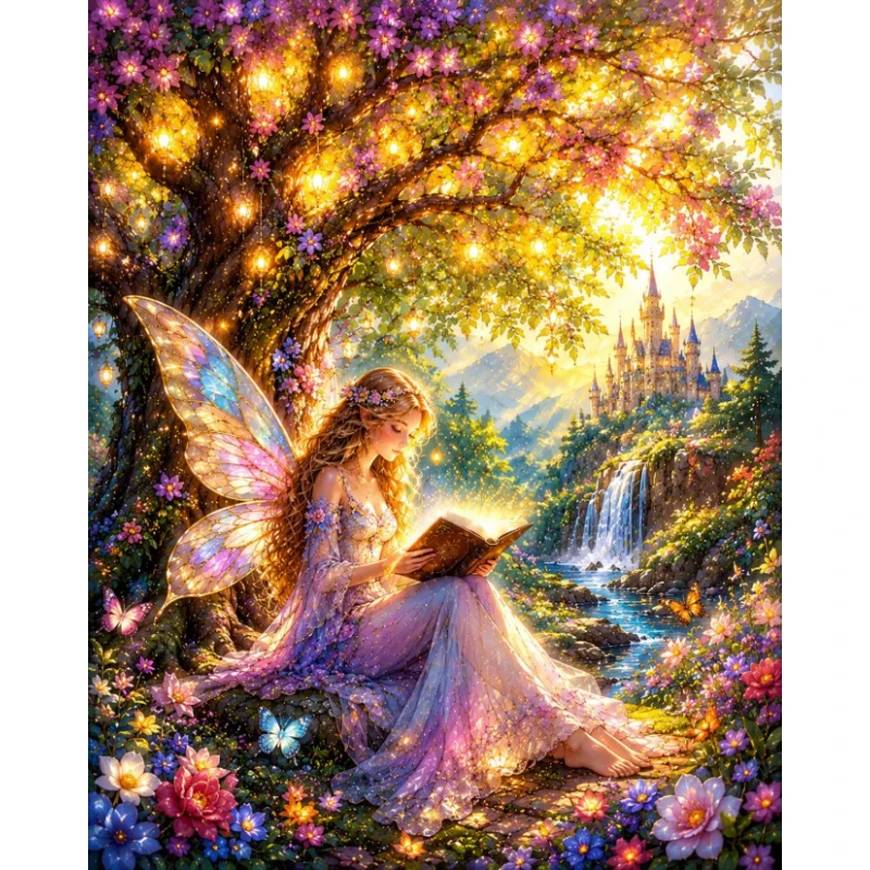 DIY Diamond Painting, Whimsical Garden Fairy And Glowing Ancient Tree Artwork, DIY Craft for Wall Decoration & Art Lover Gift
