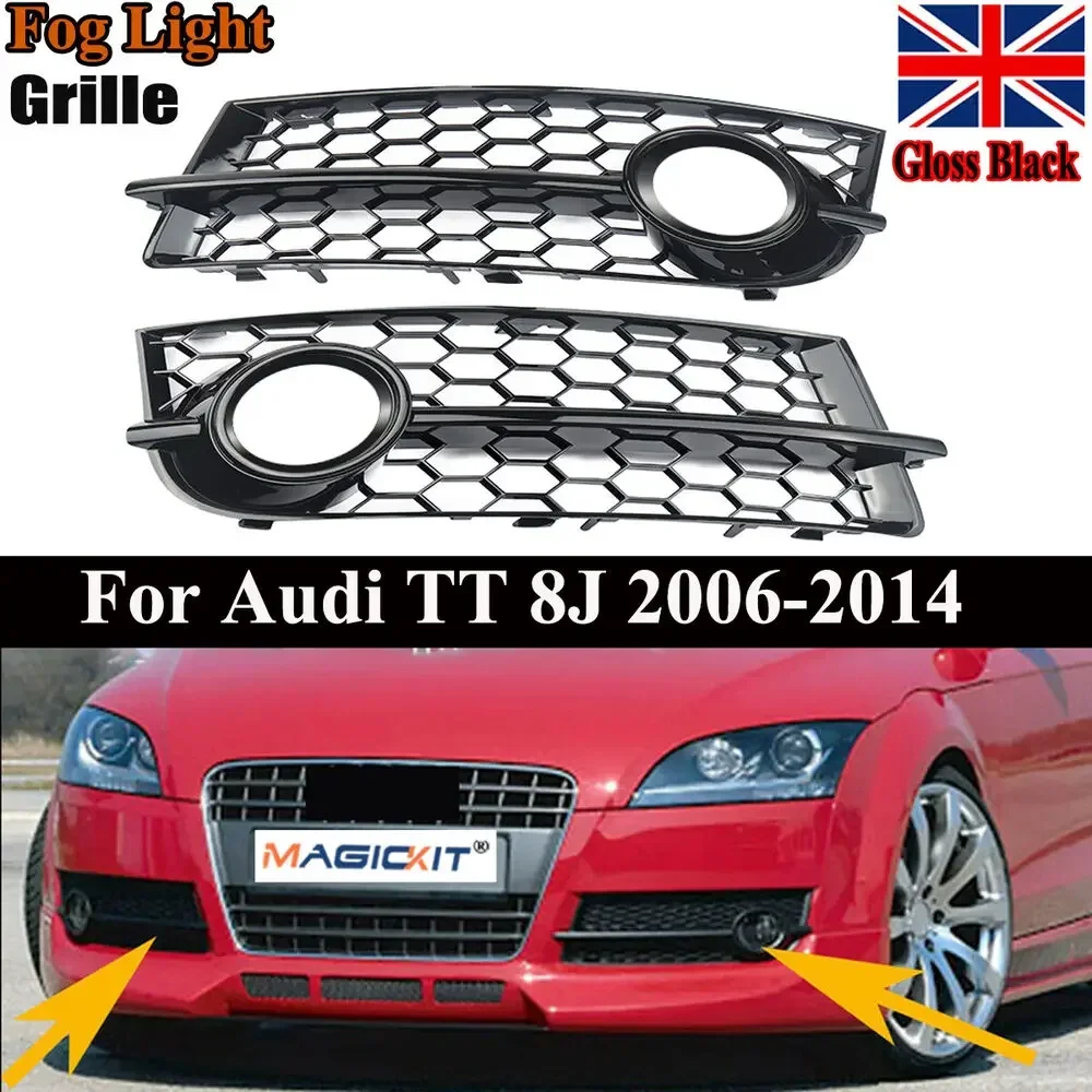 

Car Front Bumper Honeycomb Mesh Fog Light Grille Cover FOR AUDI TT 8J 2006 2007 2008 2009 2010 2011 2012 2013 2014 GLOSSY BLACK