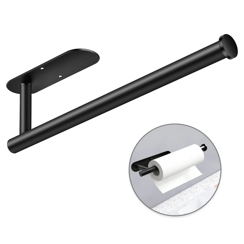 

Paper Towel Holder Wall Mount, Self Adhesive Or Drilling Paper Towel Holder Under Cabinet, Bathroom Towel Hanger