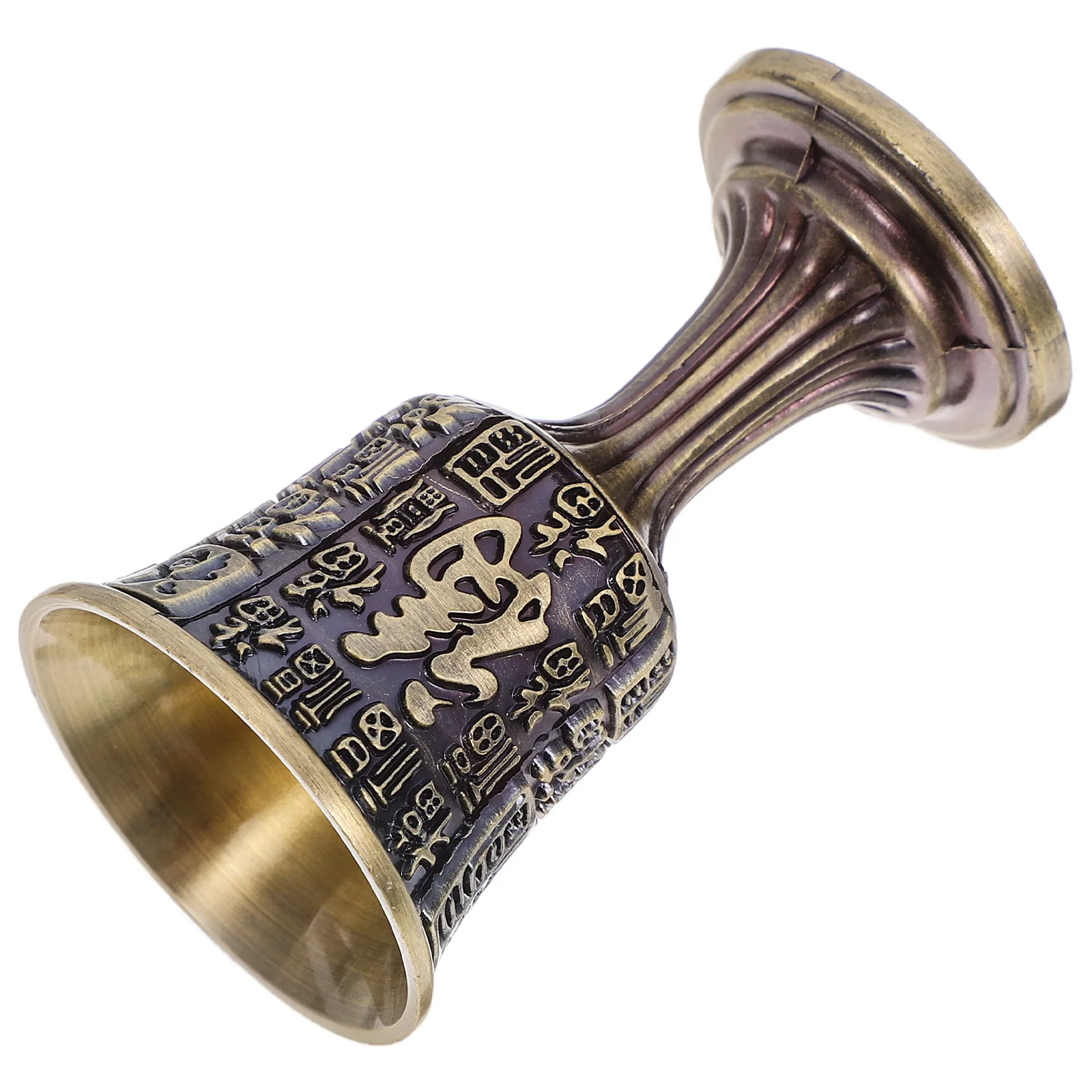 

Bronze Colored Chinese Fu Pattern Goblet Small Vintage Brass Chalice Cup Home Decor Drinking Glass Retro Wine Goblet