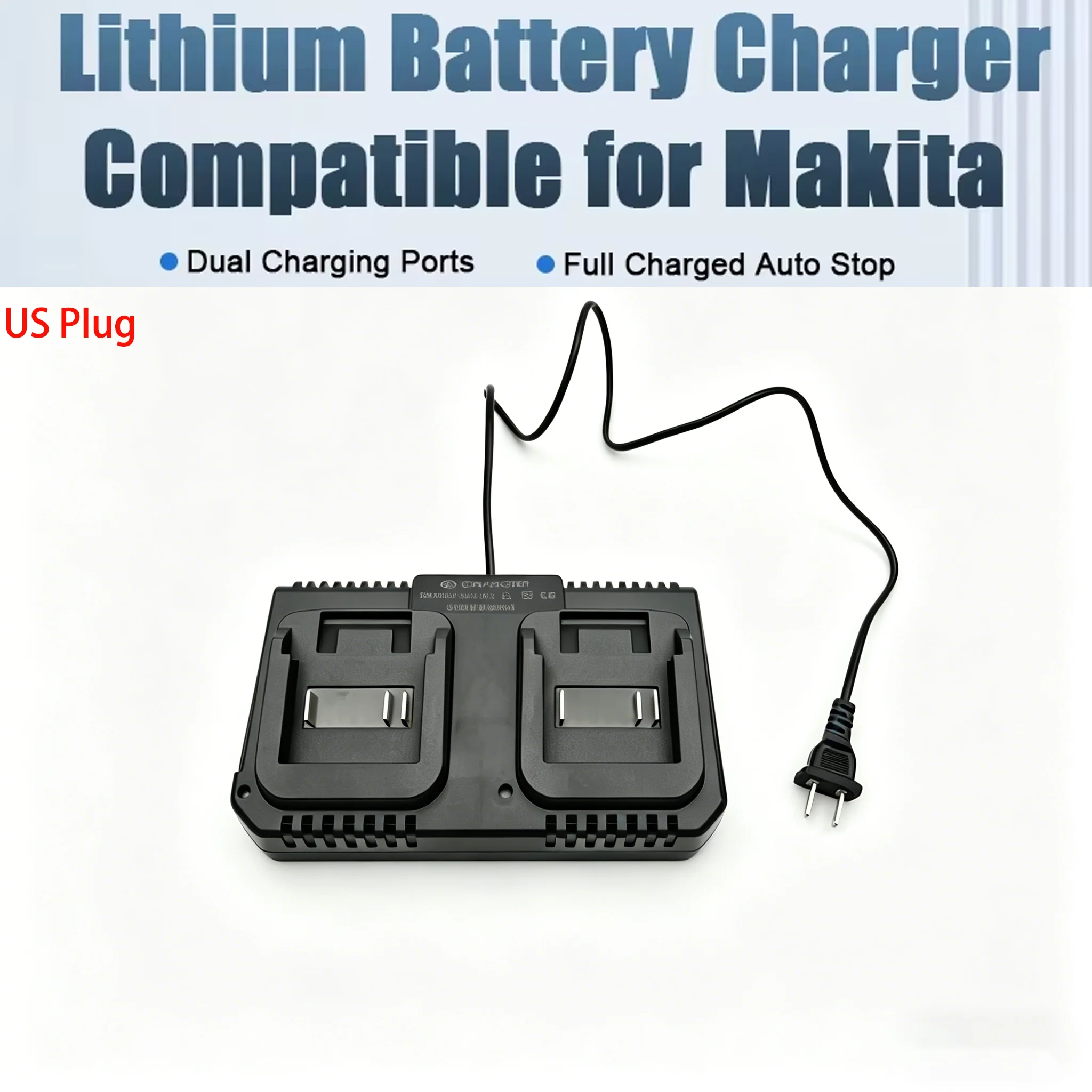 

Dual-Ports Li-ion Battery Charger for Makita 18V Lithium Battery BL1830 for Hong Song for Lomvum for ZhiPu JiangMi Jinlujiao