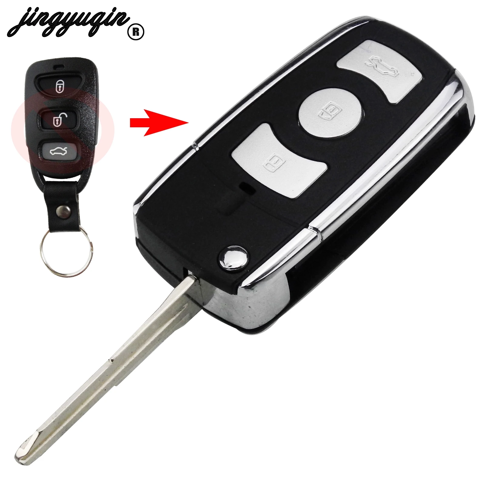 Jingyuqin 3 + 1 pulsante flip chiave a distanza custodia Cover shell per Kia Cerato 2004-2006 Fit Hyundai Elantra Sonata Genesis Santa Fe Accent