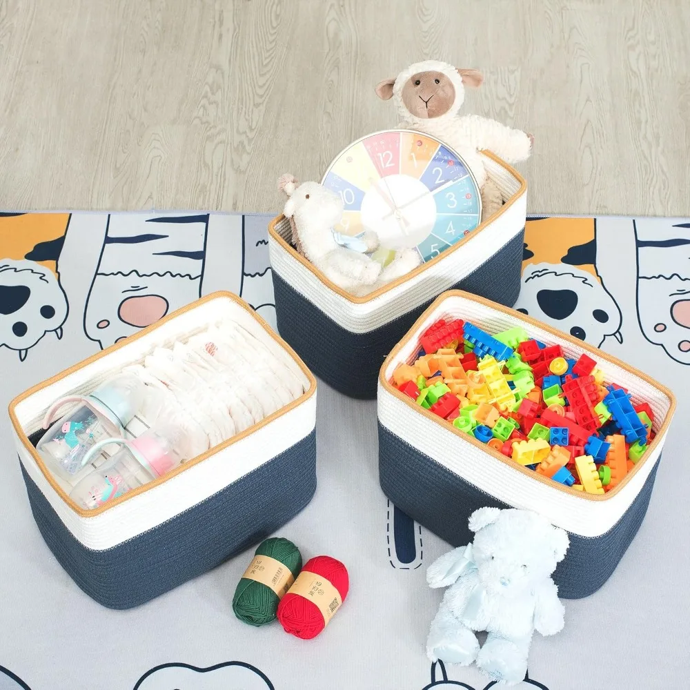 مجموعة من 3 سلال تخزين MINTWOOD: أرفف، غرفة لعب، منظمات الفصول الدراسية، حاملات كتب، مكعبات تخزين مزخرفة