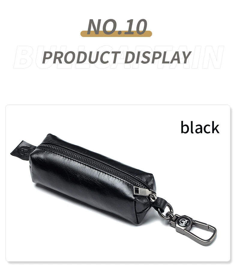 Bull captain Echt leder Herren Auto Schlüssel bund Leder Schlüssel etui hochwertige Herren Butler Schlüssel clip Reiß verschluss zwei Karten Schlüssel etui – Detail 13