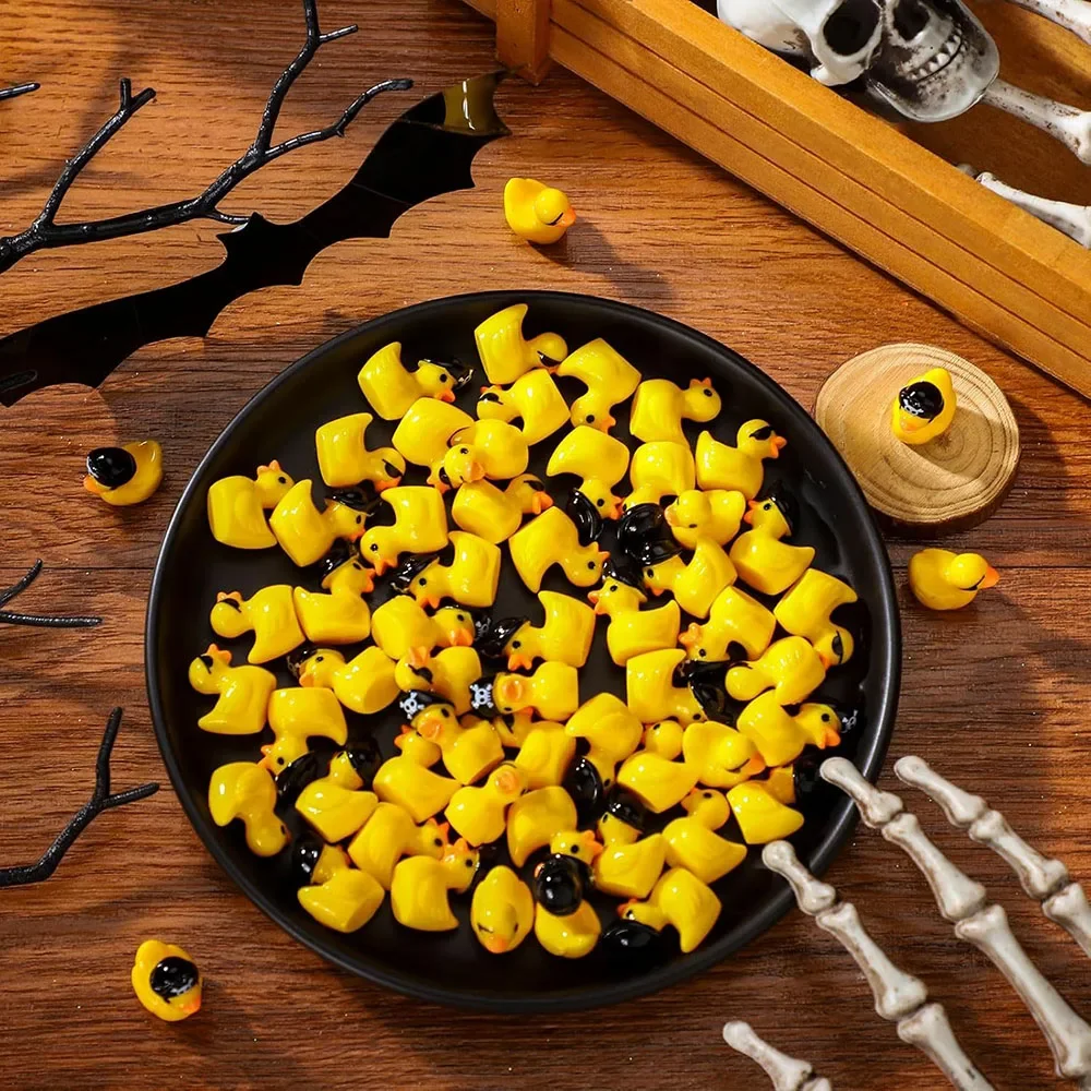60Pcs Mini Resin Duck Halloween Pirate Tiny Ducks Little Pirate Mini Ducks Cute Miniature Resin Duck Miniature Figures Ornament