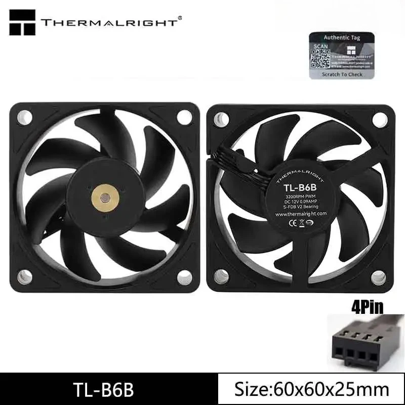 Thermalright TL-B6b Chassis Cooling Fan, 60x60x25mm/3200rpm Low Noise and High-performance Computer Fan