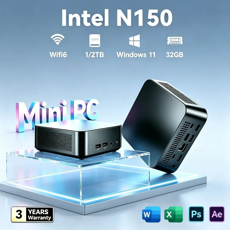 2026 NEW Intel N150 Mini PC 16GB RAM, 1TB or 2TB SSD, WiFi6, Windows 11, Perfect for Deskt