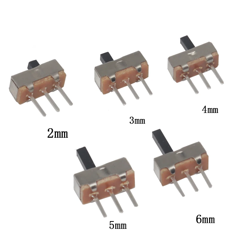 【200-50PCS】SS12D00 Interruptor on-off mini Slide Switch 3pin 1P2T 2 Position High quality toggle switch Handle length2/3/4/5/6MM