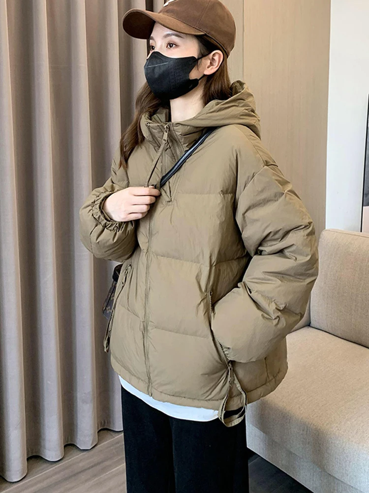 

Зимняя утепленная хлопковая куртка маленького размера в корейском стиле, повседневная теплая куртка-пуховик с капюшоном на молнии
