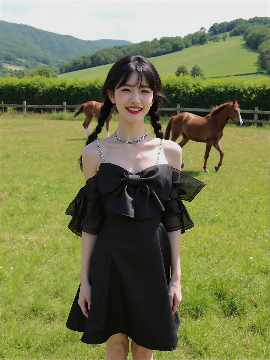 여성용 드레스 데이 파티 섹시 A라인 퍼프 소매 브이넥 보헤미안 한국 유럽 미국 중국 일본 프랑스 민족풍