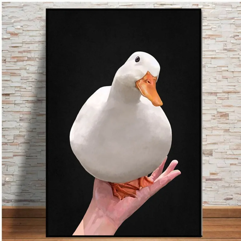 Interesting animal expression poster Dog and cat and swing duck canvas print wall art sofa background decoration
