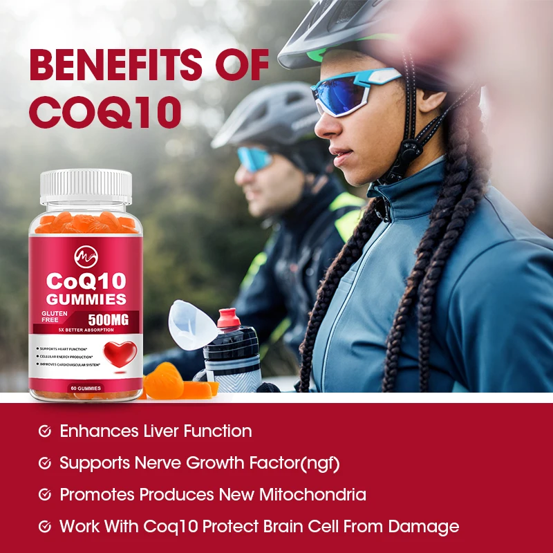 60pcs Coenzyme Q10 Gummies 500mg Coenzyme Q-10, Non-GMO ,immune-enhancing, and liver-protecting Dietery Vitamins Suppelment