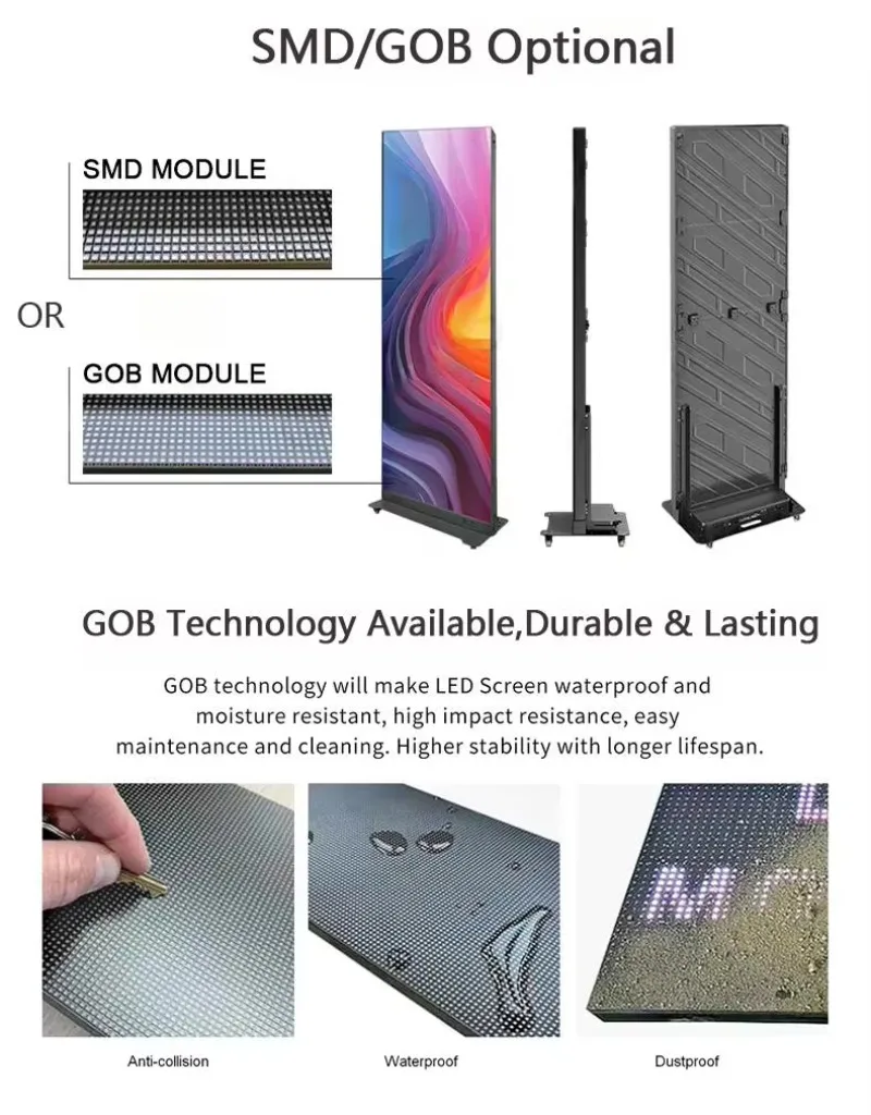 Foldable  Digital Poster Display P2 Indoor Floor-Standing Suitable for Elevator Guidance, Education and Mobile Advertising
