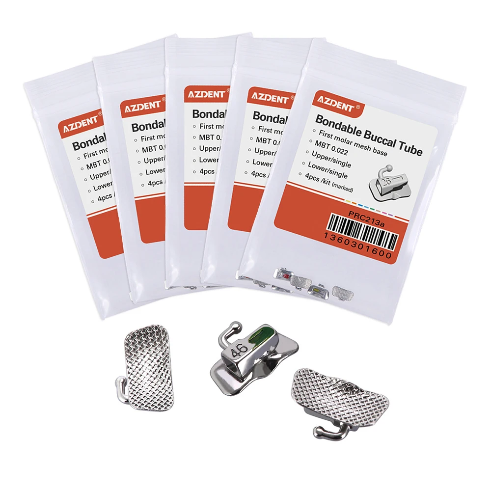 5 Packungen AZDENT Dental Kieferorthopädische Bukkalröhrchen 1. 2. Molarenzähne Mesh Base Nicht umwandelbar Bondable Roth MBT Edgewise 022/018 – Detail 1