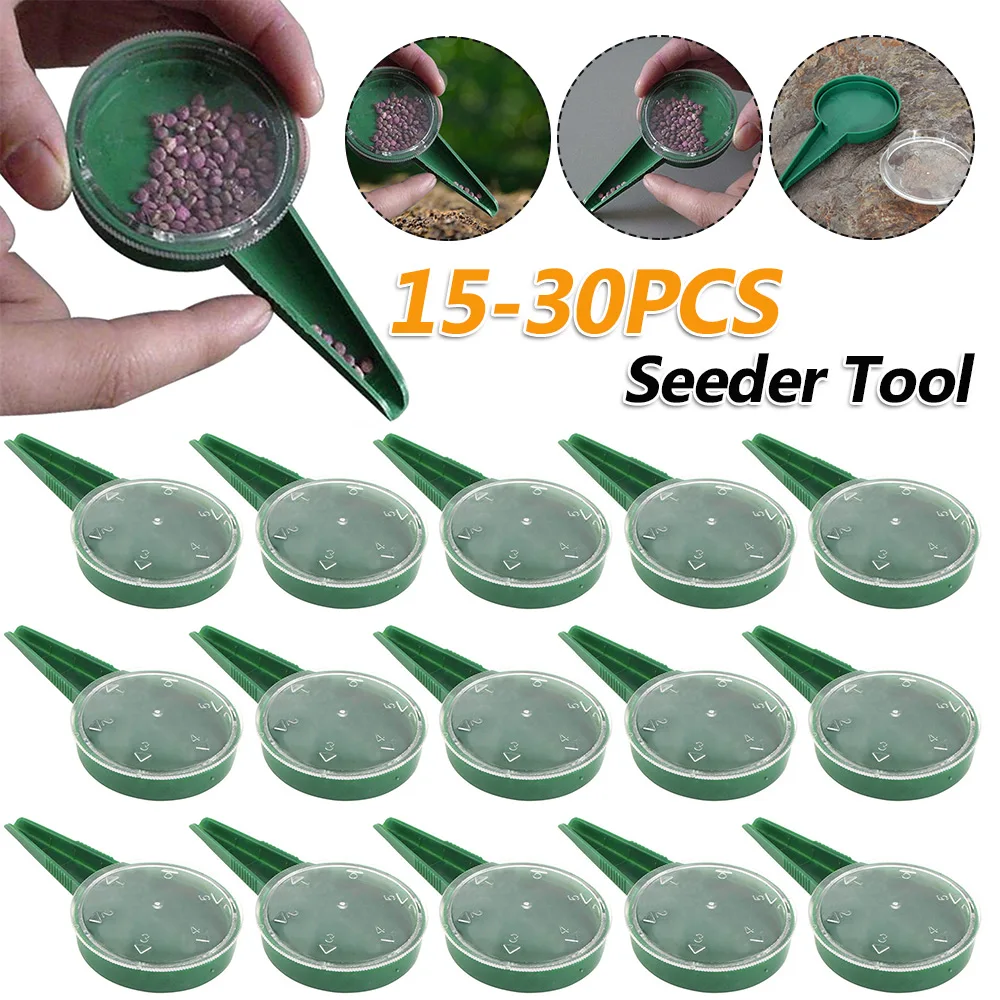 15-30PCS Seed Spreaders Hand Dial Garden Seeder Sower with Adjustable Hole Multi-function Portable Blackish for Gardening Sowing