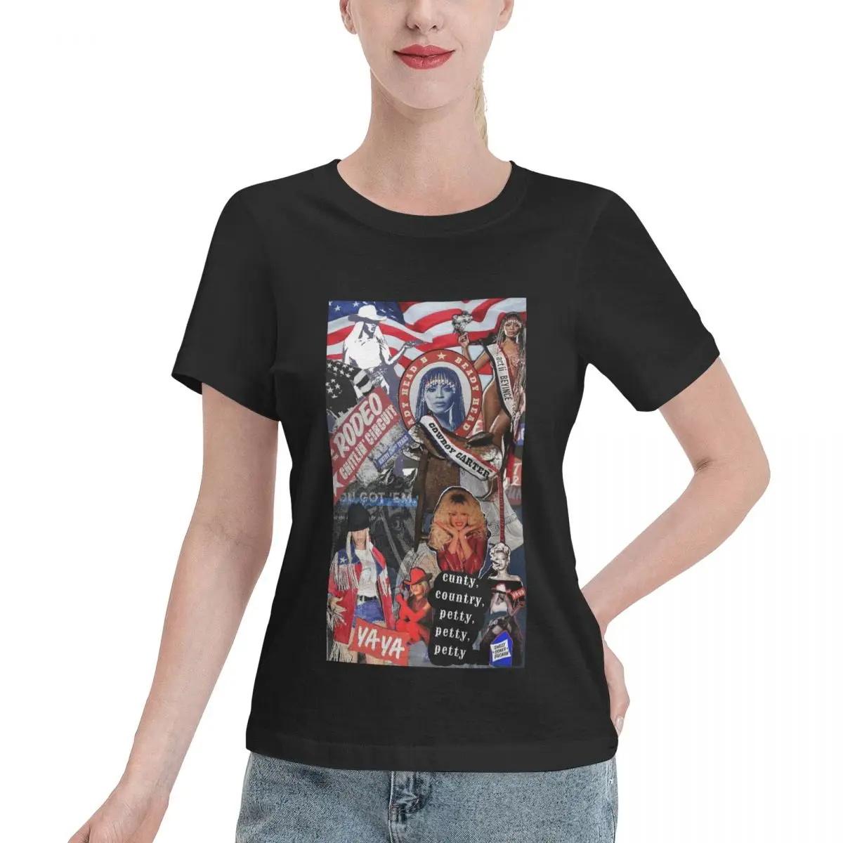 

Футболка Beyonce Cowboy Carter Tour, женские футболки с короткими рукавами, уличная одежда с круглым вырезом, хлопковые летние футболки, уличная одежда