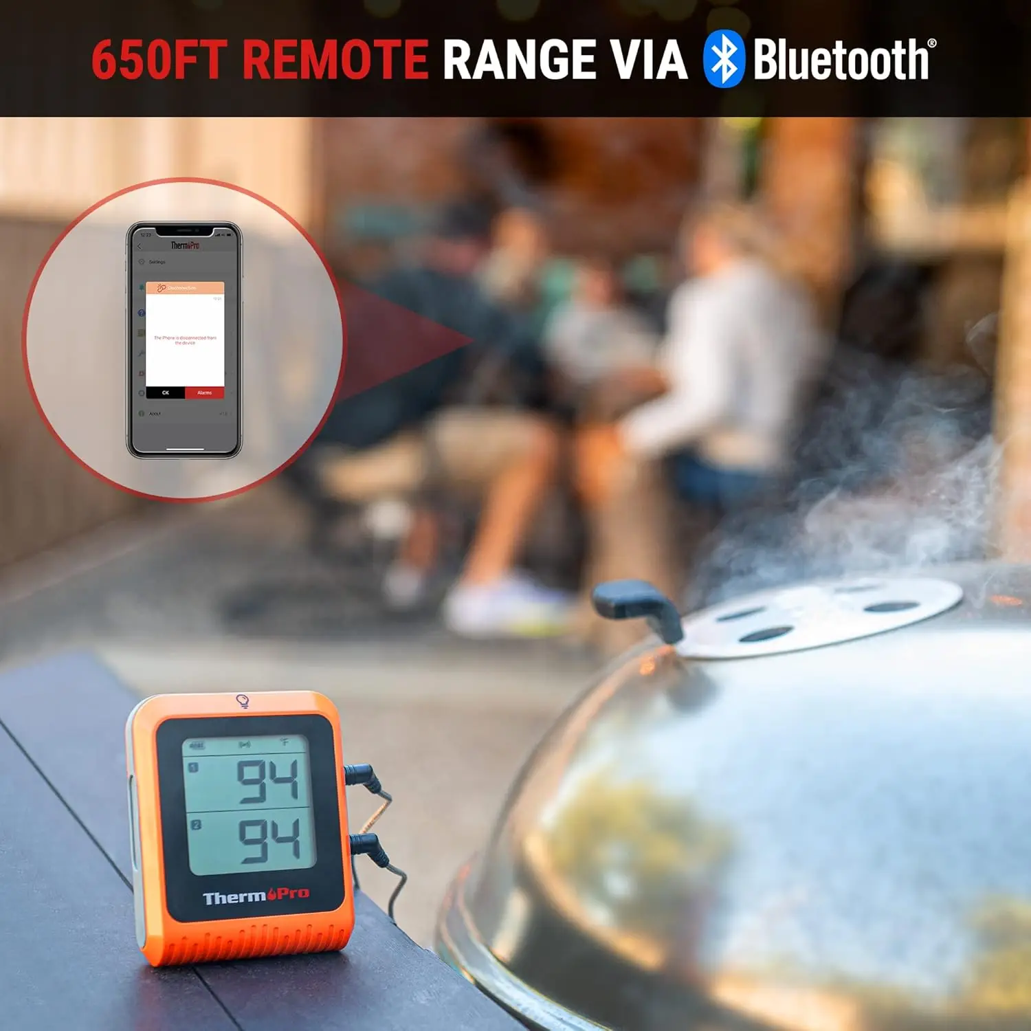 ThermoPro Wireless Meat Thermometer of 650FT for Smoker Oven, Bluetooth Grill Thermometer with Dual Probes, Smart Rechargeable