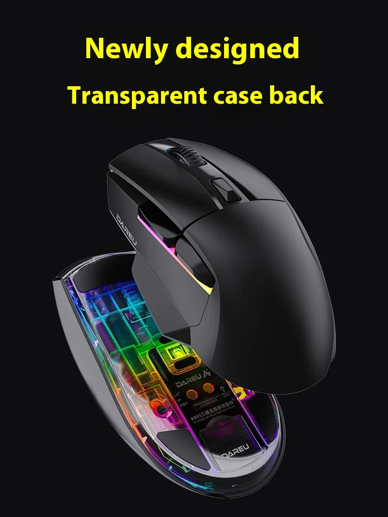 Daryou A955 Model Mouse With Three Templates Wireless Mouse Bluetooth  Esports Gaming  Office Rgb Lighting  And Charging Dock