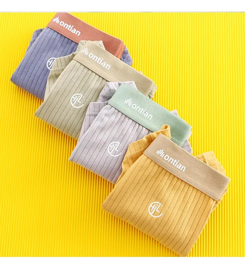 Youth Solid Color Cotton Mid Waist Boxer Shorts for Men's Breathable Bottom Underwear Student U Convex Pouch Bottom Lingerie New
