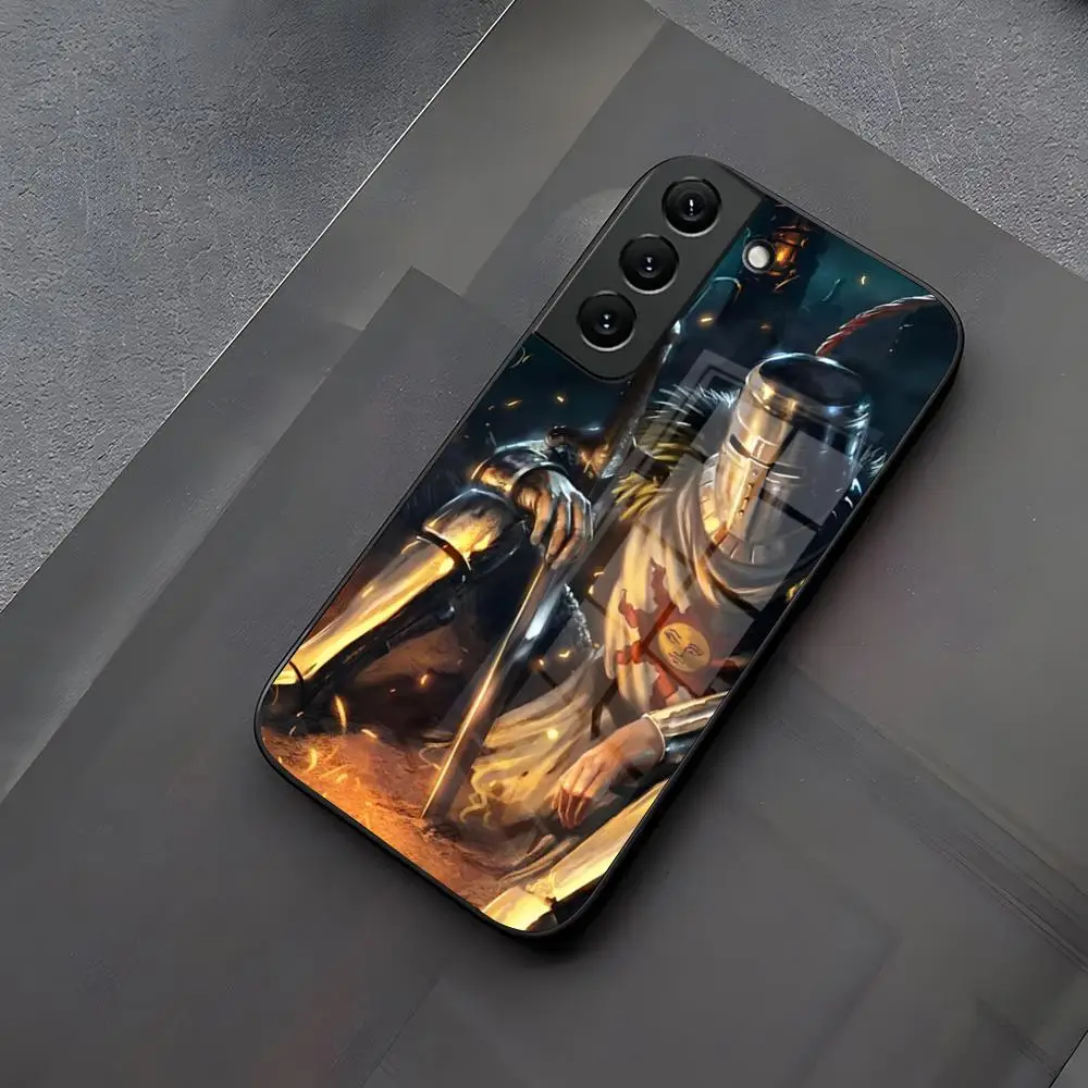 P-Praise the Sun D-Dark Souls Phone Case Glass for Samsung Galaxy S21 S22 S25 S20 S24 S23 Ultra Fe Plus A34 A54 A24 A16 A52 A53