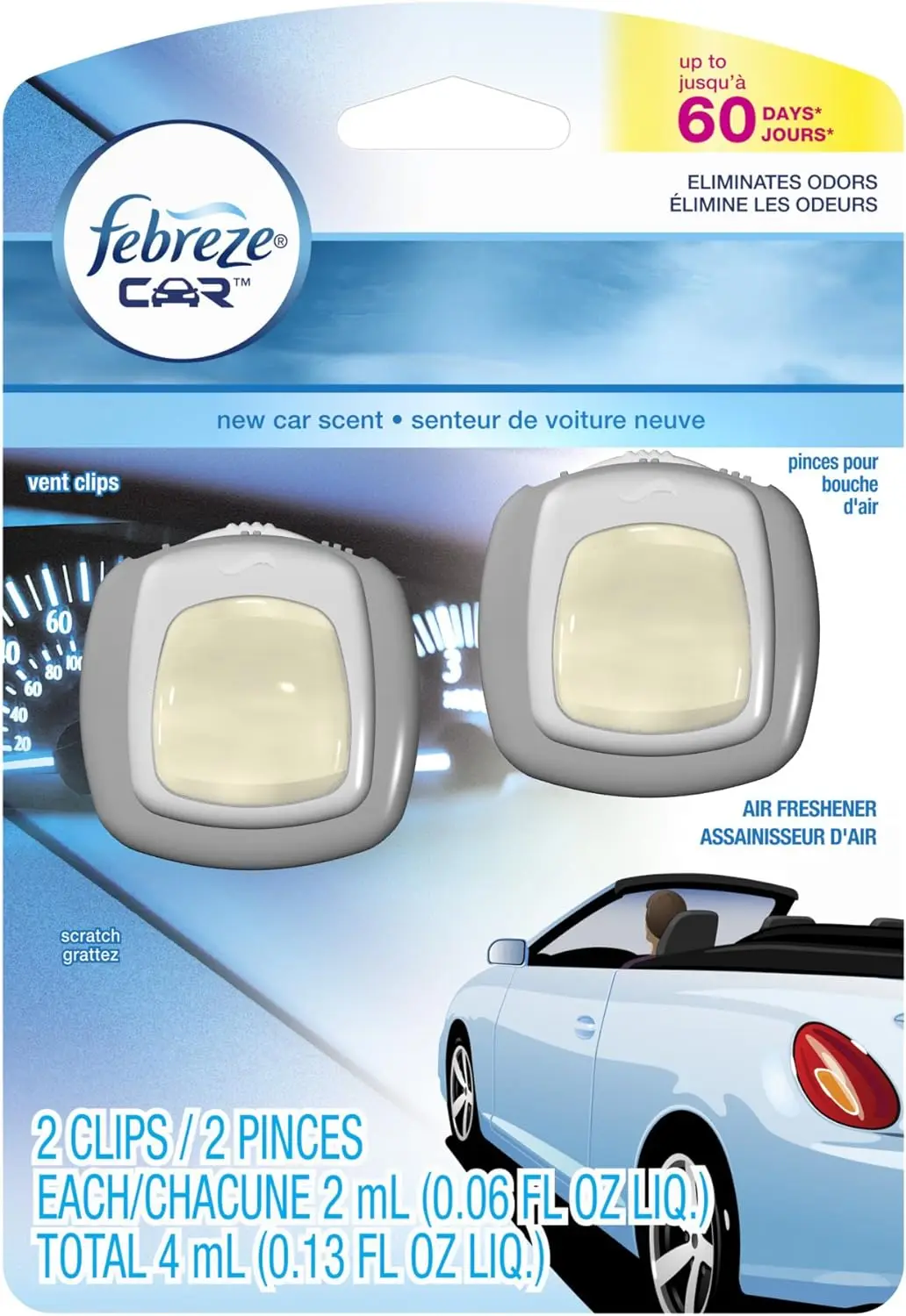 Air Freshener, Car Vent Clip Air Freshener, New Car Air Freshener, 2-Count (Pack of 8)