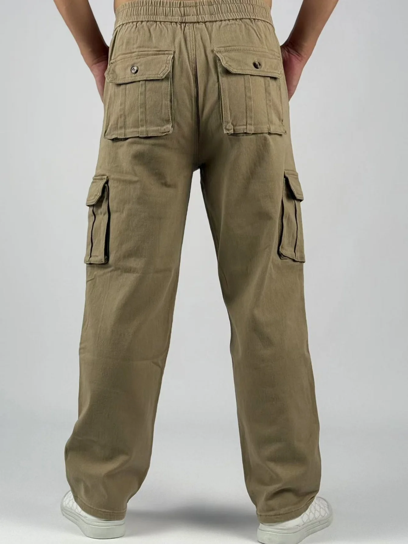 KING JEANS Merk Y2K KHAKI Multi-generatie elastische taille Losse rechte pijpen Modieuze en veelzijdige stijl