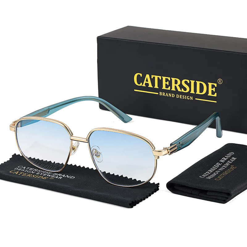 CATERSIDE Retro Pilot Sunglasses Men Metal Frame Fashion High-Quality Women Sun Glasses Business Party Sports Lunette De Soleil