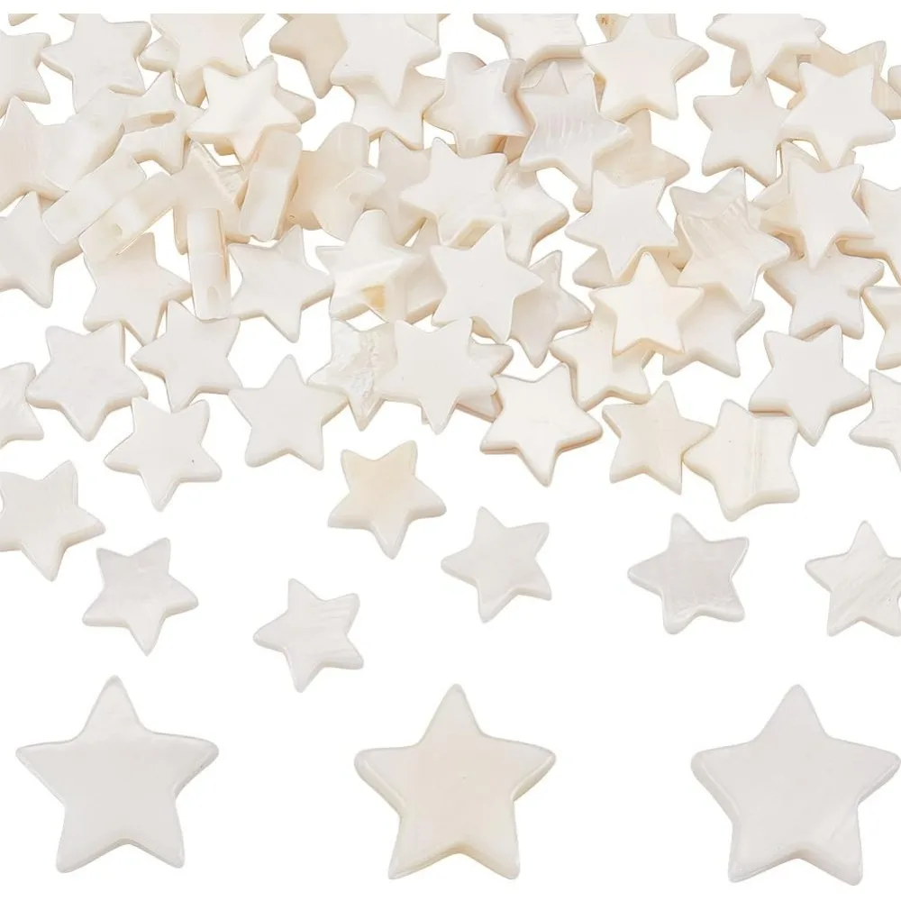 1 Box 112Pcs Sstar Shell Beads Shell Bead Seashell Beads Natural Shell Beads Strands Star Shaped Bead Flat Bead Spacer Loose