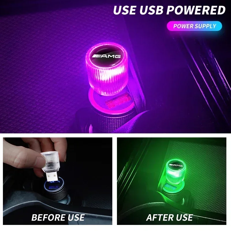 سيارة صغيرة USB LED المحيطة ضوء مصابيح الغلاف الجوي الزخرفية لمرسيدس بنز AMG W212 W204 W211W168 W213 W205 W210 W108 W124