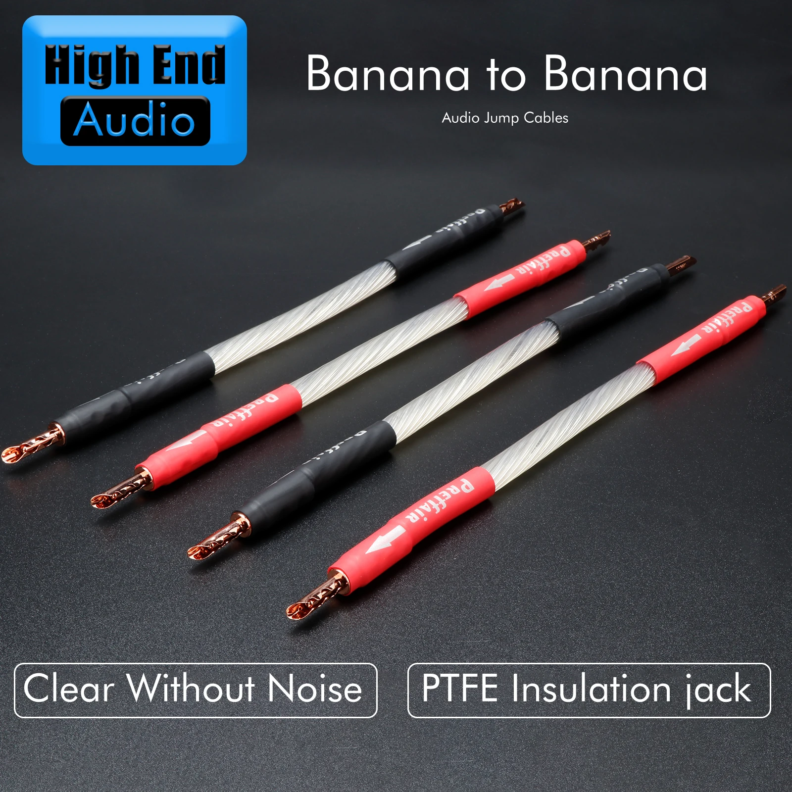 Preffair 4pcs Speaker Audio Cable 5N OCC Silver Plated Jumper Bridge Cable Y Spade to Y Spade Plug Wire