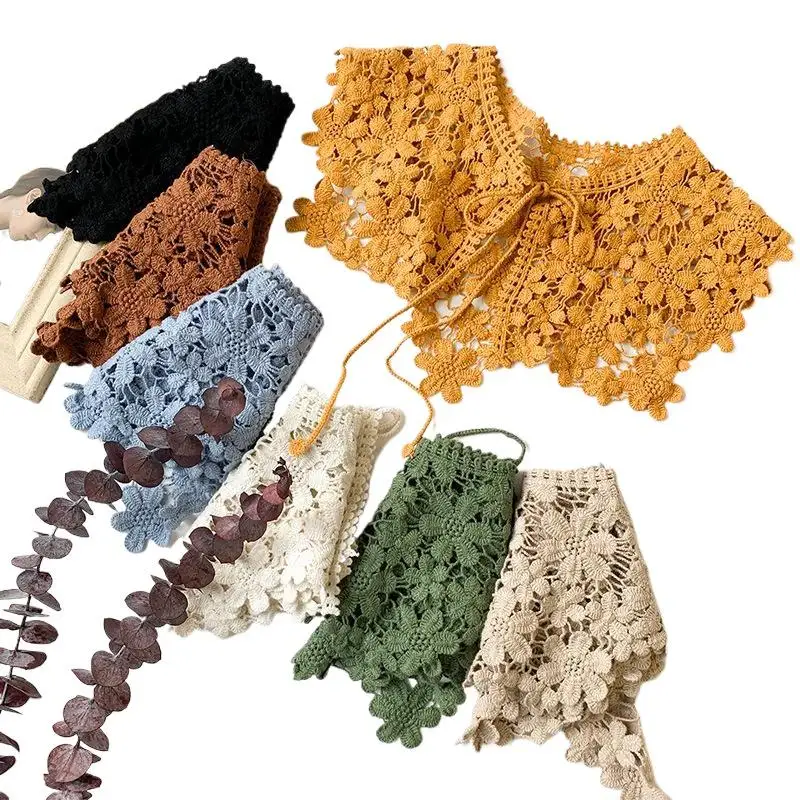 Spitzen-Hohlhaken-Imitatkragen, gestrickter Schal, Damen-Schultertuch, Dekor-Lätzchen für Kleider, Oberbekleidung, Outfit – Detail 8
