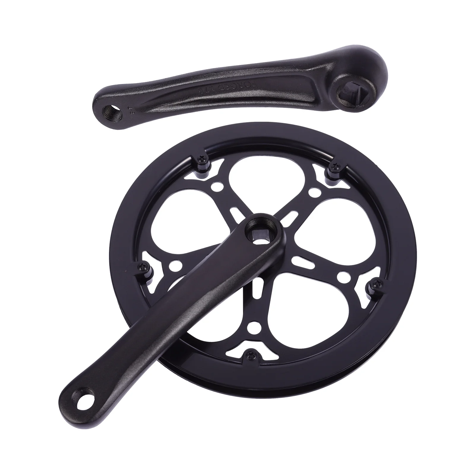 

1Set Single Ring Bike Crankset Black Iron 170mm Strong Durable for Single Speeds Track Road Fixed Gear Bike Replacement