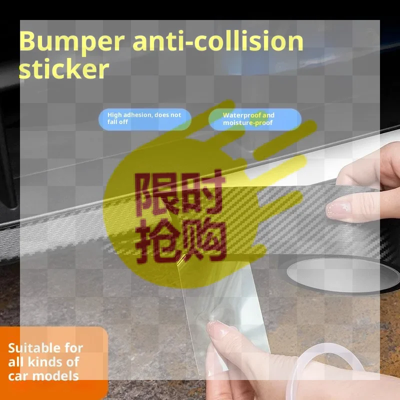 【CMO】1 Roll 3D Transparent Carbon Fiber Car Door Protector Stickers Anti Scratch Tape Auto Trunk Sill Scuff Protector Film