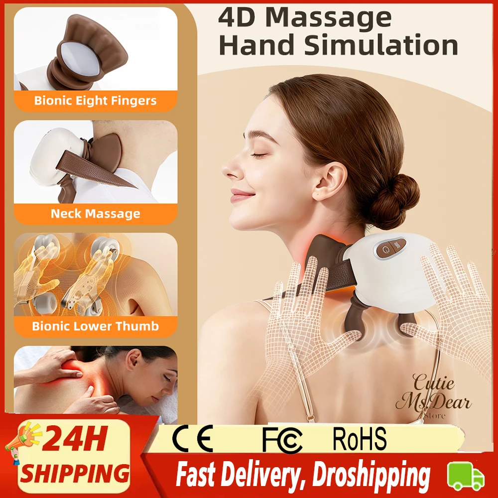 

Electric Bionic Heated Neck Massager Hot Compress Wireless Trapezius Back Massager Muscle Relax Pillow Neck Waist Leg Full body