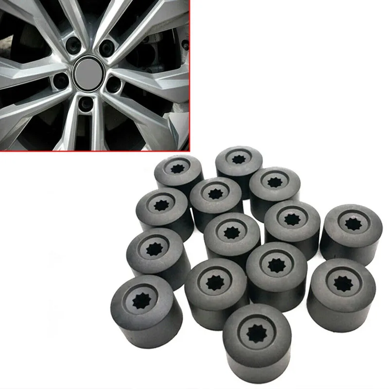 20pcs Black Wheel Lug Bolt Nut Cover for VW Sagitar Magotan Phaeton Passat Car Wheel Hub Cover Tire Hexagonal Round Screw Cap