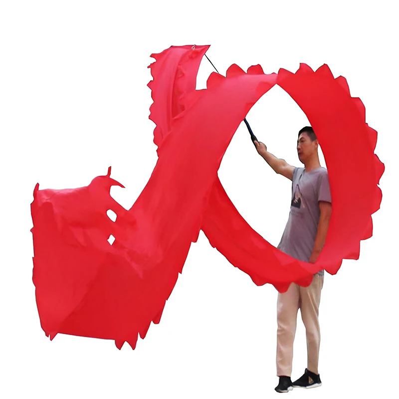 Fitness Dragon Dance Ribbon Adult Dragon Dancing Streamer with Telescopic Pole Outdoor Square Dance Performance Sport Props