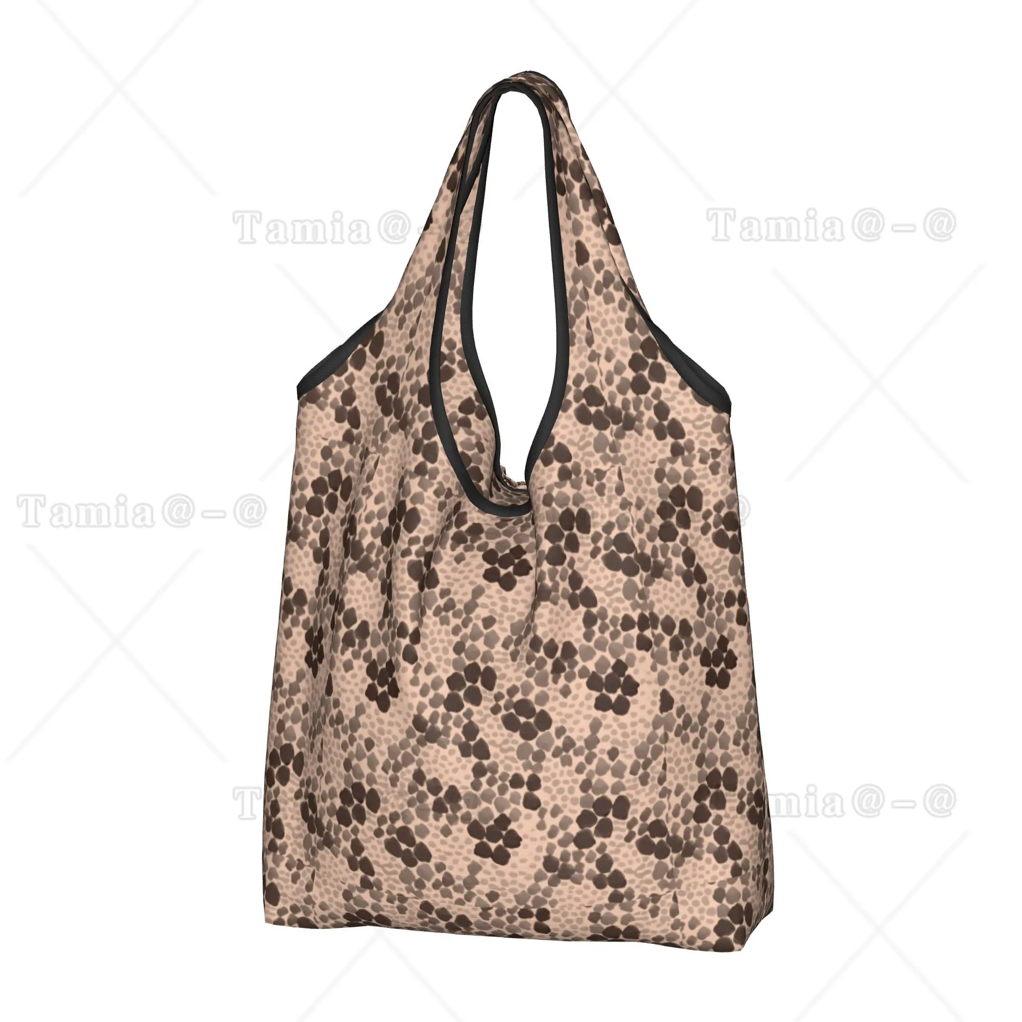 Fashion Snake Skin Specled Mosaic Cluster  Shopping Tote Bags Portable Light Orange  Groceries Shoulder Shopper Bag
