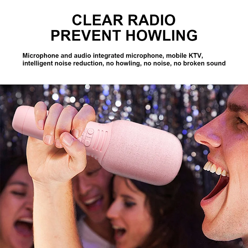 ميكروفون كاريوكي لاسلكي بلوتوث 5.0 USB مكثف محمول باليد ميكروفون محمول مكبر صوت احترافي صغير المنزل KTV لاعب الغناء