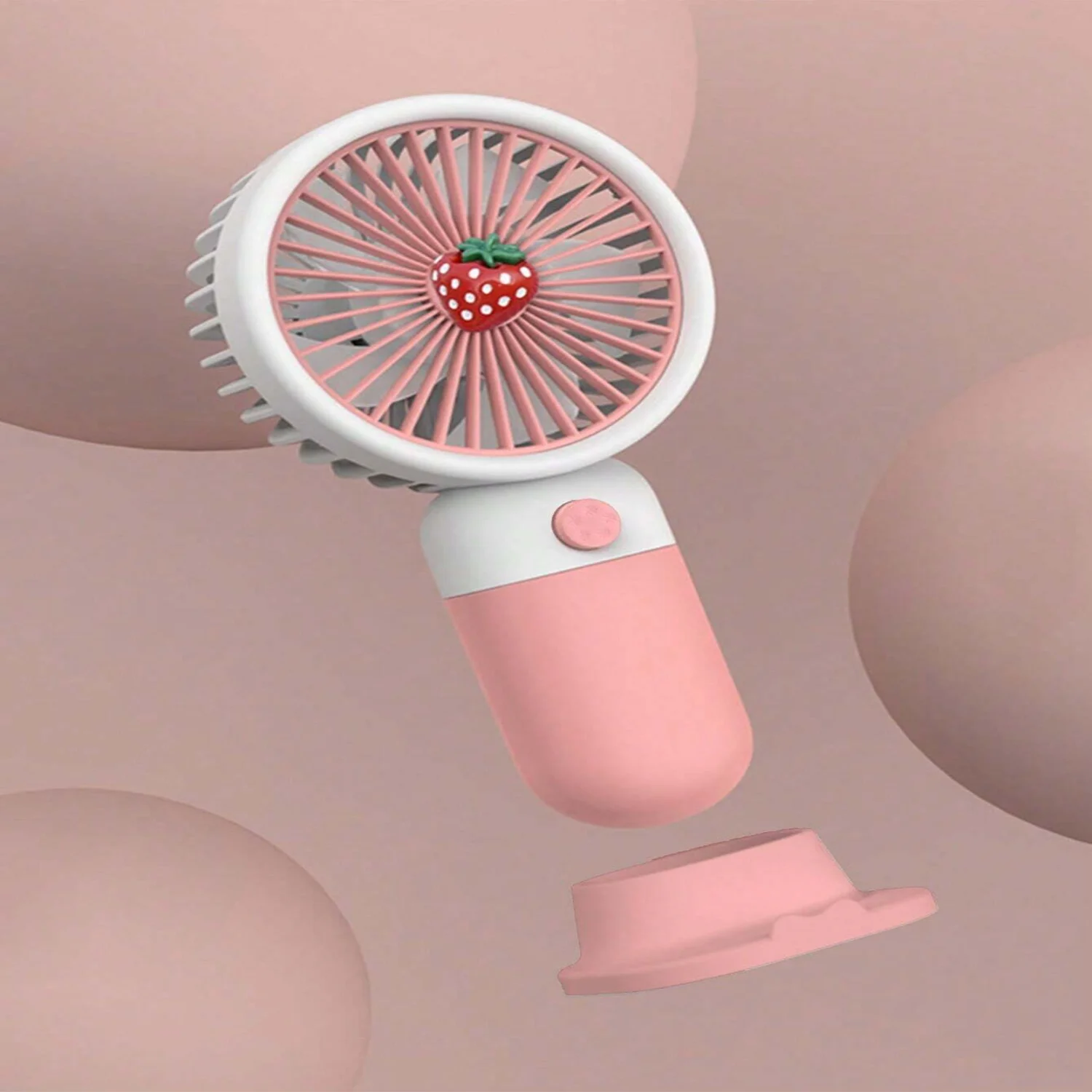 1pc Portable Usb Rechargeable Fruit Shaped Handheld Mini Fan With Stand