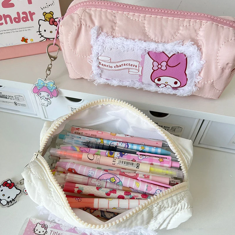 Kawaii kantong Pensil kapasitas besar tempat pena lucu Kt kucing tas kosmetik gadis perlengkapan siswa hadiah alat tulis