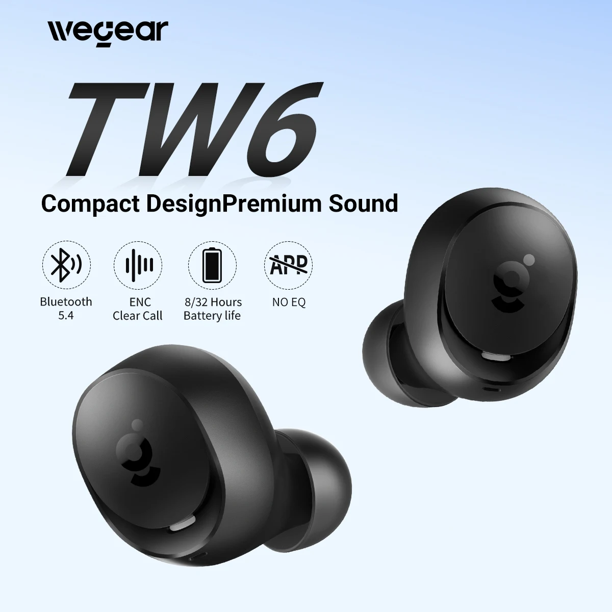 wegear Wireless Earbuds Bluetooth 5.4 in Ear Environmental Clear Calls Earbuds for iPhone and Android 40H Playtime for Sports
