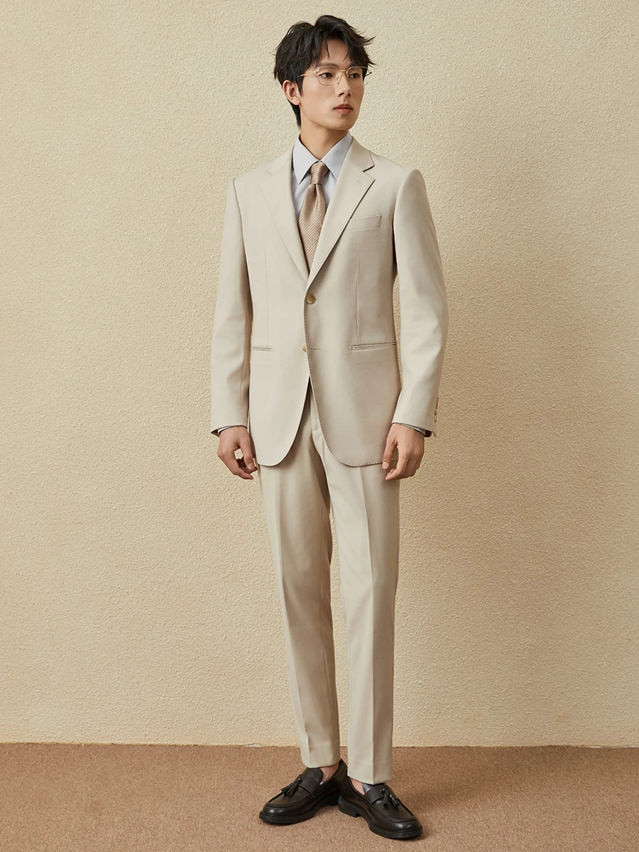 Ensemble de costume Champagne pour hommes, smoking de mariage pour marié avec pantalon, Blazer polyvalent et décontracté d'affaires pour les Occasions formelles du premier an