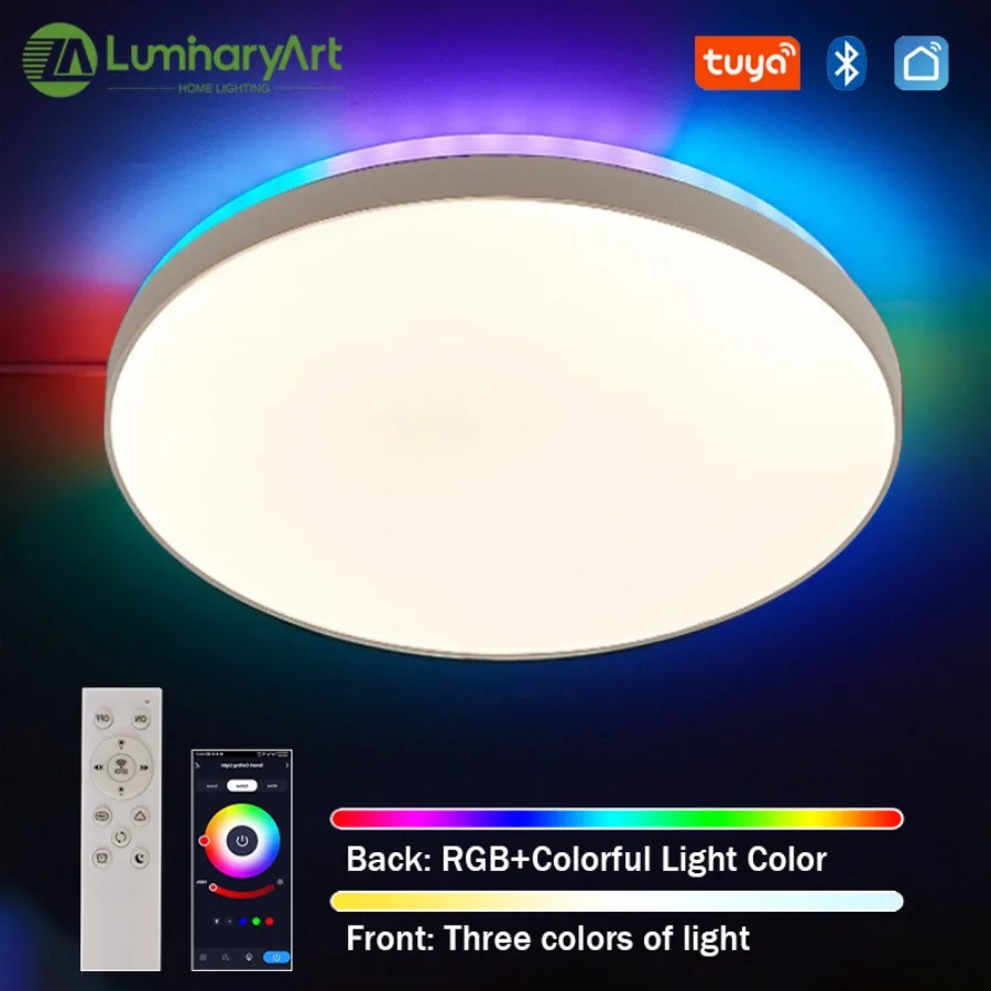 

Modern Intelligent LED Ceiling Light with RGB Backlit Tuya Bluetooth APP Remote Dimming Living Room Bedroom Home Lighting