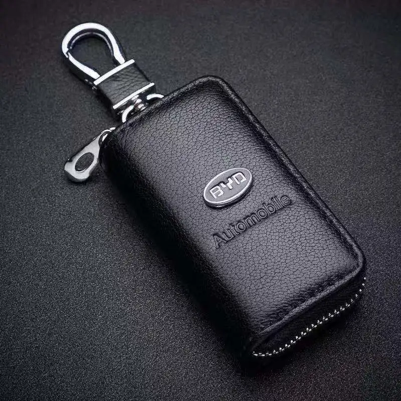 Leather Car Key Case for BYD Dolphin TANG Atto 3 Yuan Plus Song Plus E2 SEAL Qin Pius M2 F3 Remote Control Protective Cover