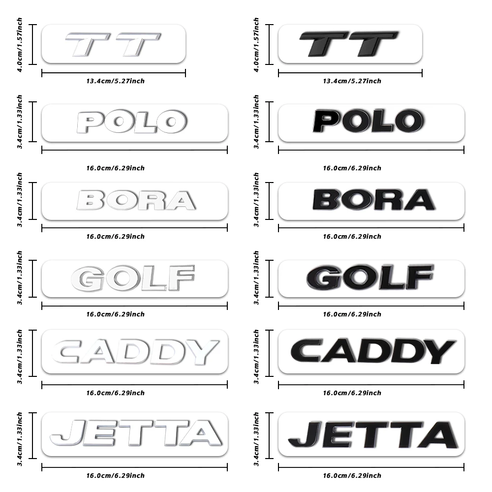 1pc ABS 3D TT POLO BORA CADDY JETTA Letter Emblem Car Rear Trunk Sticker for Volkswagen Golf 7 5 8 6 Auto Accessories Styling