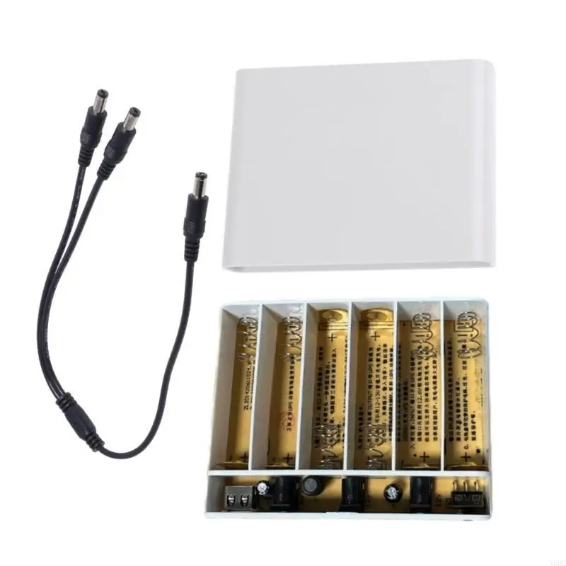 6x 18650 Battery UPS Power Banks Boxs USB 5V 9V 12V Output with 5.5x2.1mm Cable N0HC