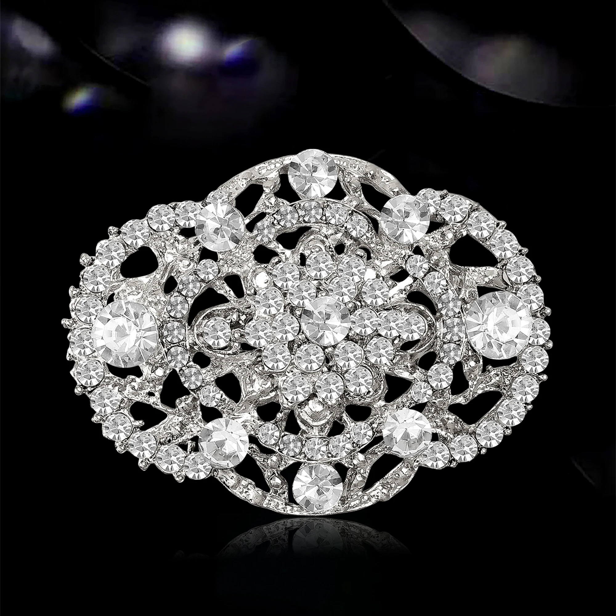 Luxurious Rhinestone Palace Crystal Glass Brooches for Women Unisex Elegant Bridal Pins Event Party Decoration Clothes Accessory